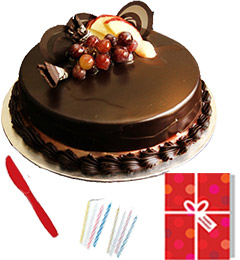 send Fresh Half Kg Chocolate Cake Candle Greeting Card  delivery